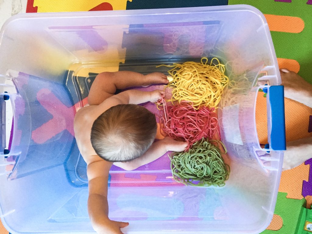 Sensory Play For Babies: Oodles of Noodles - Run Like Kale
